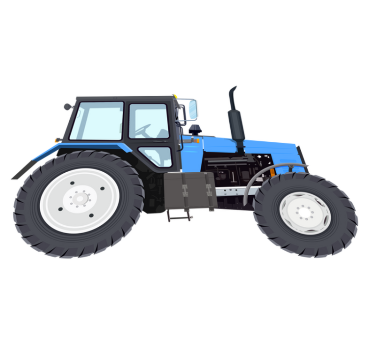 Vinyl tapijt kind blauwe moderne tractor - TenStickers