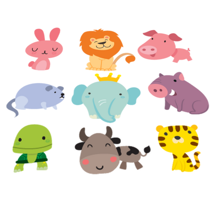 Vinyl tapijt kind met dierenstickers - TenStickers