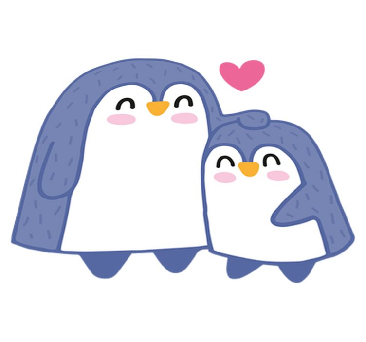 Vinyl tapijt kind mama en baby pinguïn - TenStickers