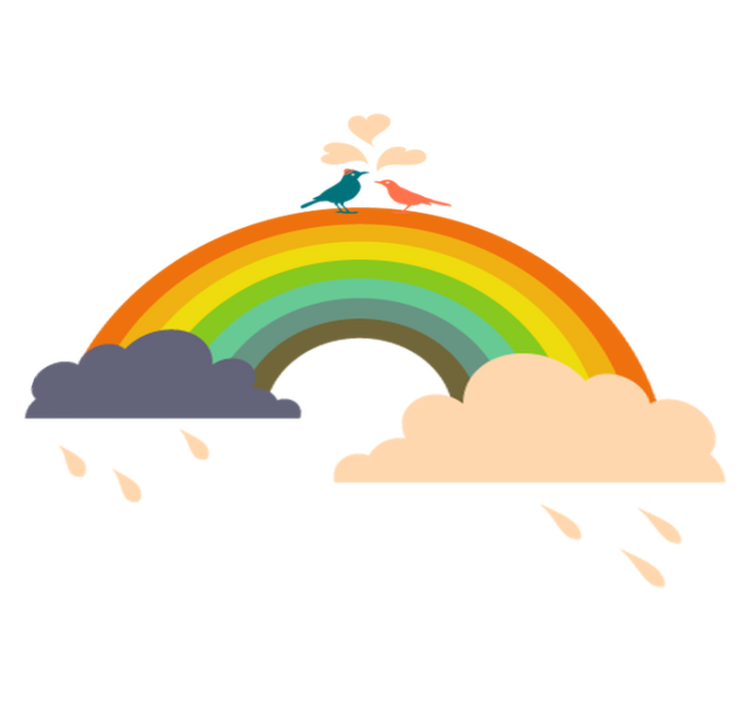 Vinyl tapijt kind met regenboog vogels - TenStickers