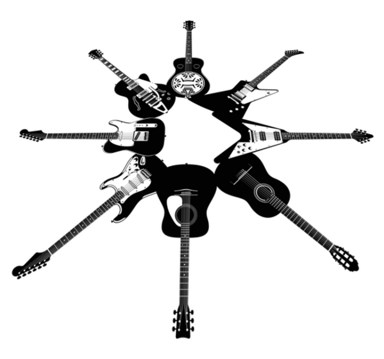 Vinyl tapijt slaapkamer gitaren in cirkel - TenStickers