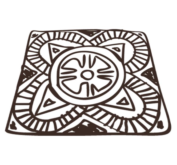 Vinyl tapijt slaapkamer vierkant etnisch bloemenmotief - TenStickers