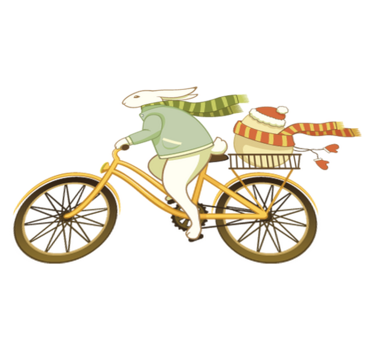 Vinyl tapijt kind met paashaas op fiets - TenStickers