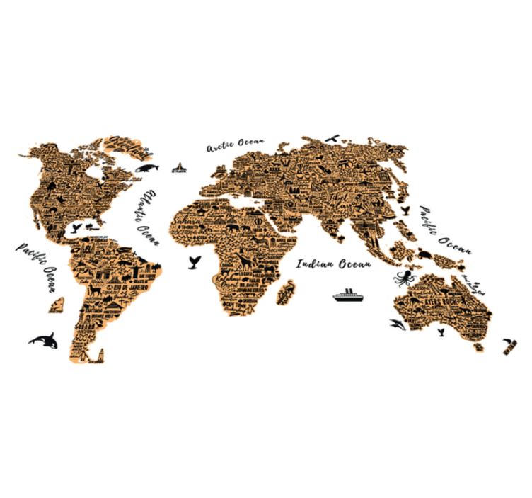 Vinyl tapijt wereldkaart met tekstprofiel - TenStickers