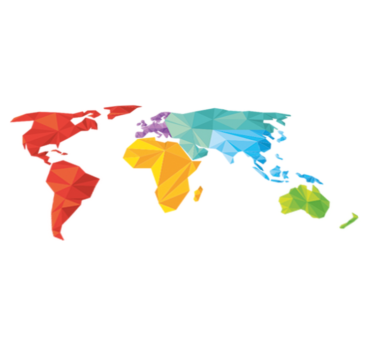 Vinyl tapijt wereldkaart geometrische muurkaart - TenStickers