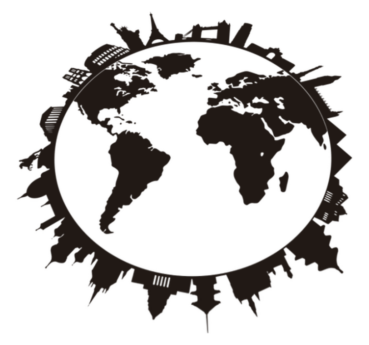 Vinyl tapijt wereldkaart met monumenten - TenStickers