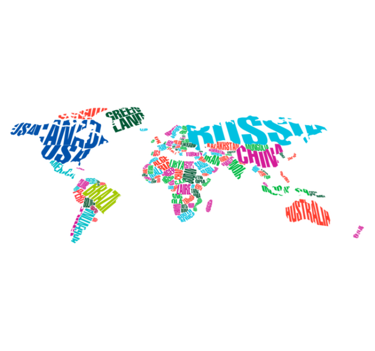 Vinyl tapijt wereldkaart vinilo wereldkaart landen kleur - TenStickers