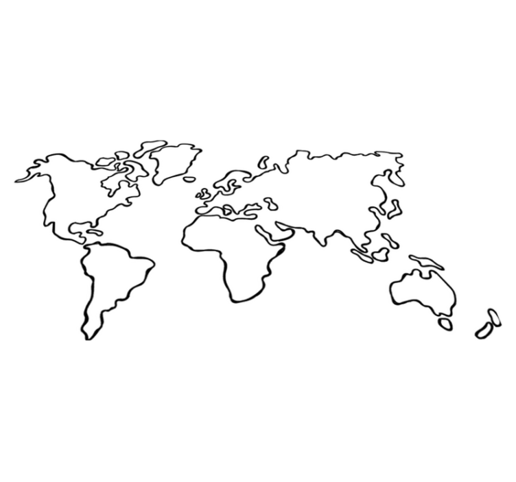 Vinyl tapijt wereldkaart politieke wereldkaart eenkleurig - TenStickers