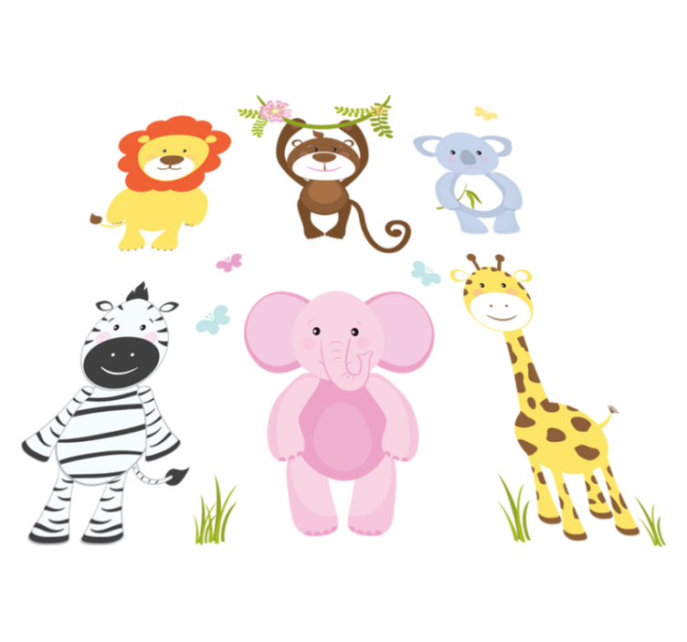 Vinyl tapijt kind kleurrijke baby dieren - TenStickers