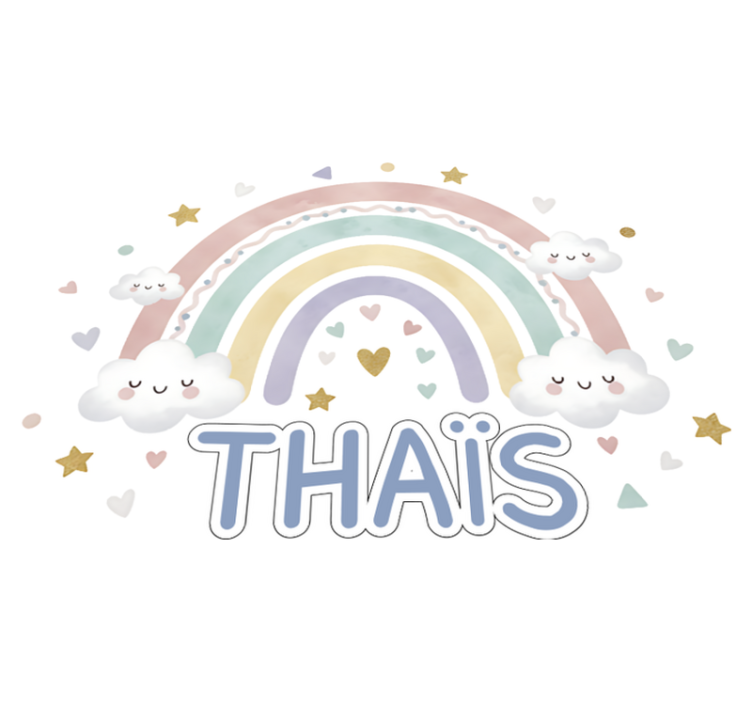 Vinyl tapijt kind regenboog met naam - TenStickers