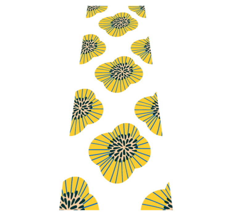 Vinyl tapijt badkamer grote blauwe en gele bloemenpatroon - TenStickers