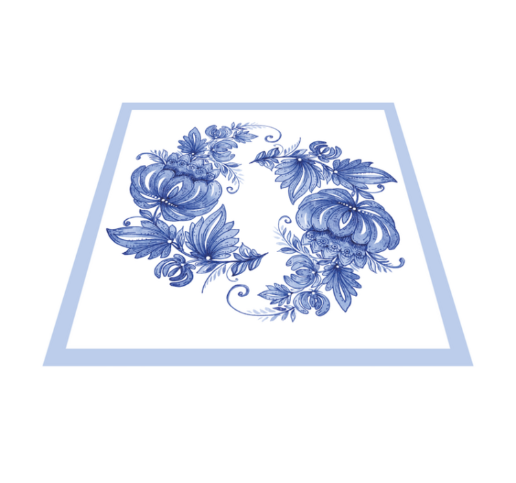 Vinyl tapijt badkamer wit en blauw horezu ornament - TenStickers