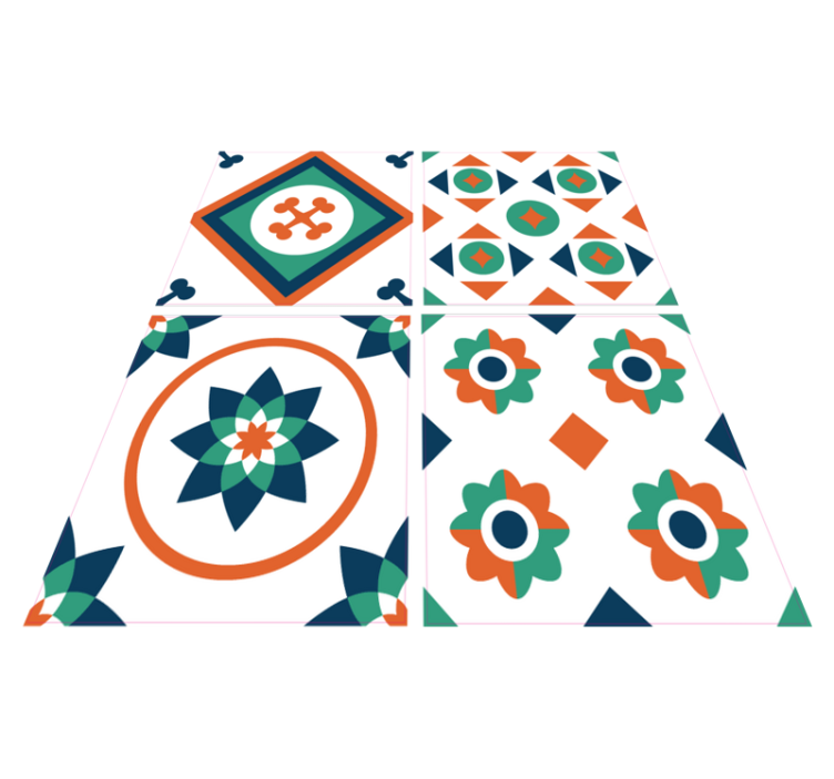 Vinyl tapijt badkamer met geometrische tegels - TenStickers