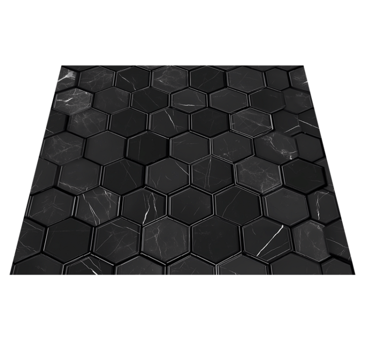 Vinyl tapijt badkamer hexagoon zwart - TenStickers