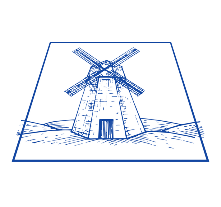 Vinyl tapijt keuken delfts blauw molen - TenStickers
