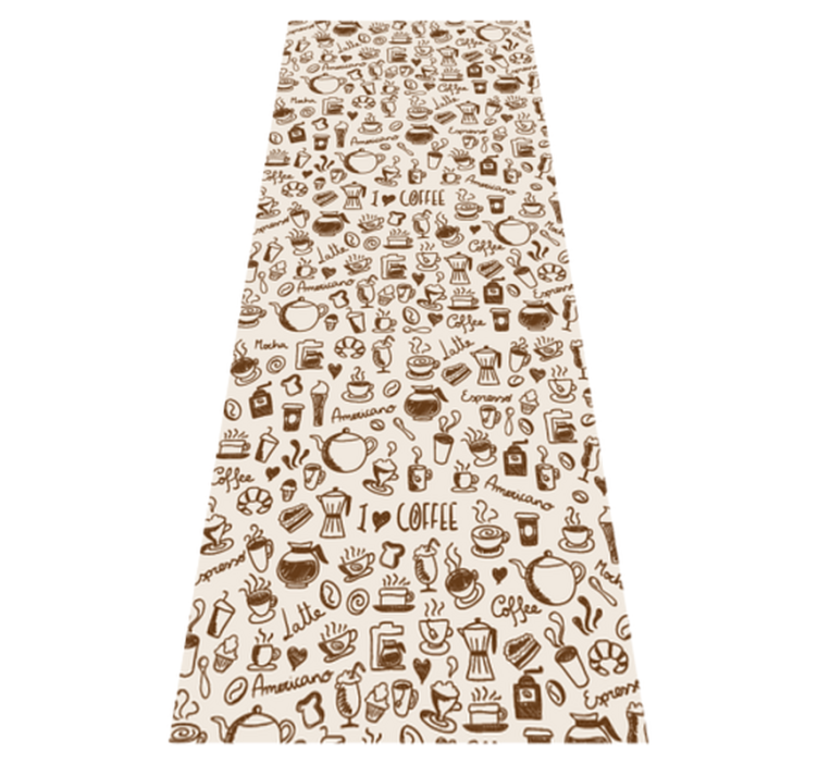 Vinyl tapijt keuken met koffietekening voor deuren - TenStickers