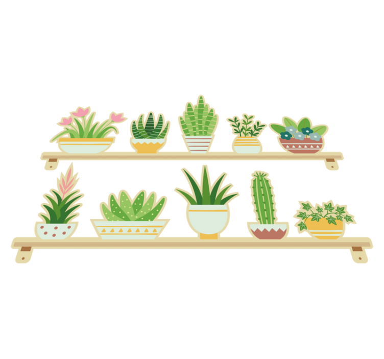 Vinyl tapijt keuken cactus planten set rek - TenStickers