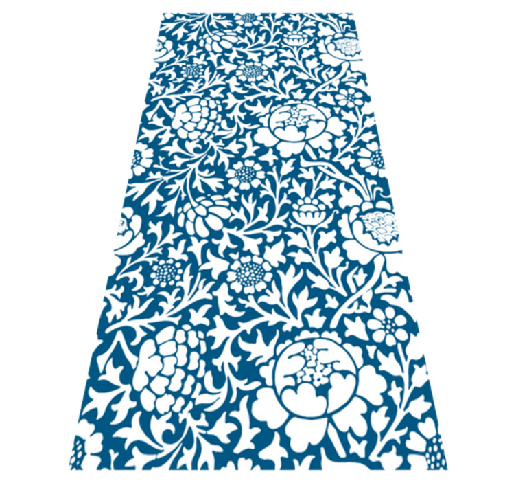 Vinyl tapijt keuken marineblauwe flora - TenStickers