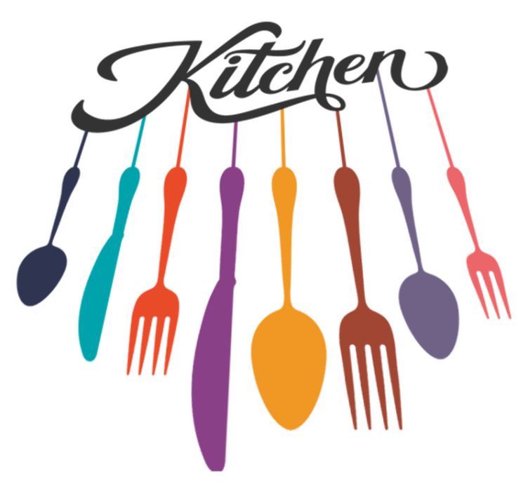 Vinyl tapijt keuken met vorken en lepels - TenStickers