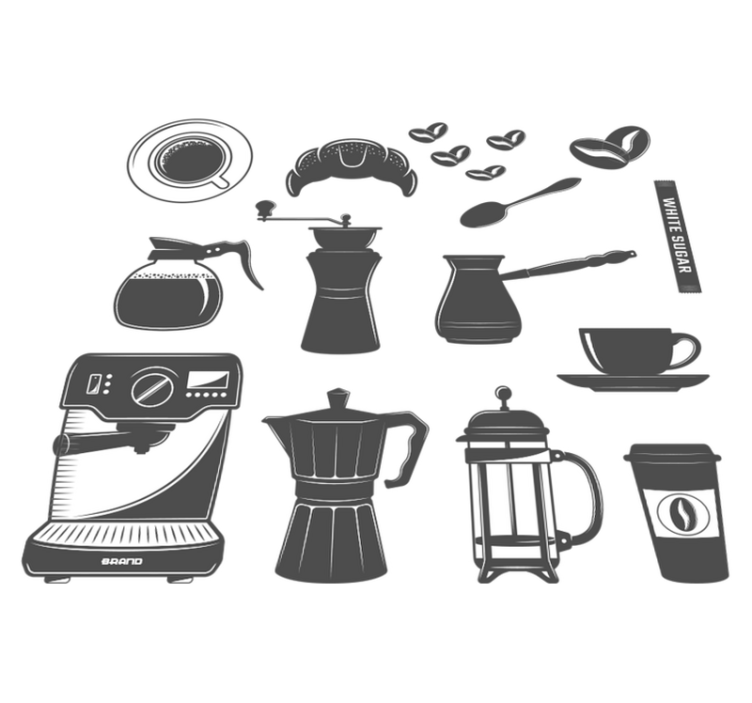 Vinyl tapijt keuken coffee set menu - TenStickers