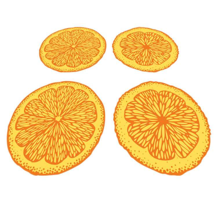Vinyl tapijt keuken oranje handgetekende patronen stickers - TenStickers