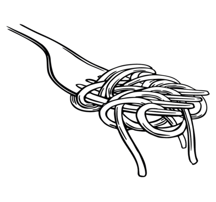 Vinyl tapijt keuken met gravure van spaghettivork - TenStickers