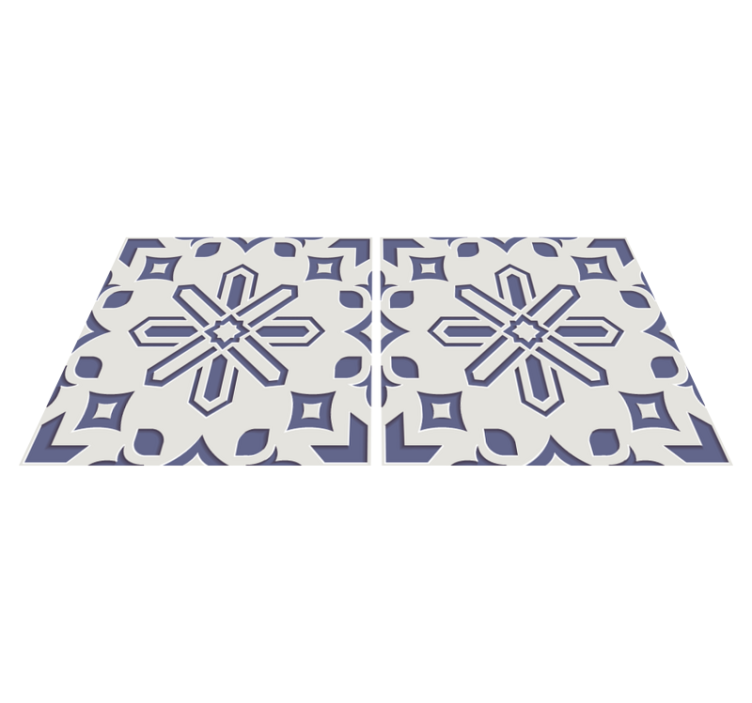 Vinyl tapijt keuken schattige blauw witte cement tegels - TenStickers