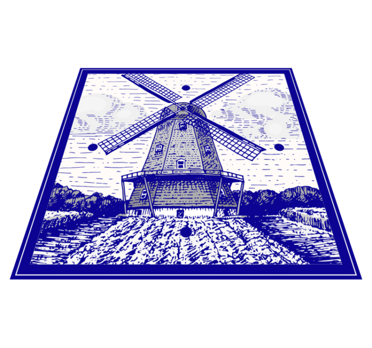 Vinyl tapijt keuken delfts blauw - TenStickers
