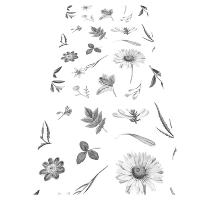 Vinyl tapijt keuken grijze sprintbloemen - TenStickers