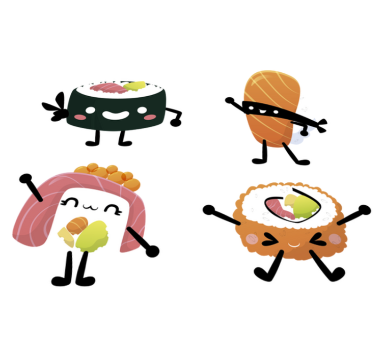 Vinyl tapijt keuken kawaii sushi design - TenStickers