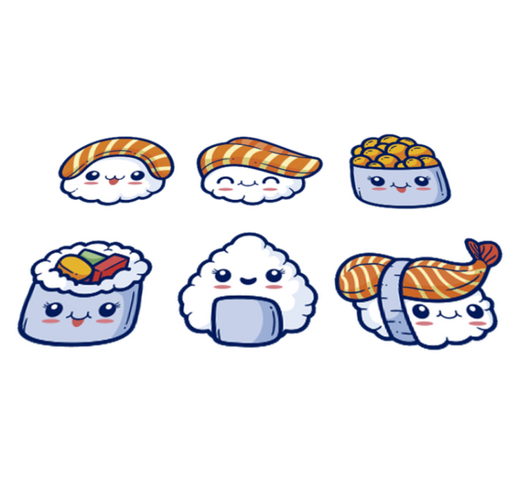 Vinyl tapijt keuken schattige sushi - TenStickers
