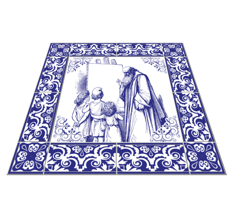 Vinyl tapijt keuken blue delfts leraar - TenStickers