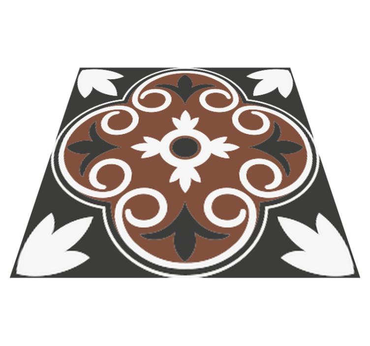 Vinyl tapijt keuken grijs en bruin vintage patroon - TenStickers