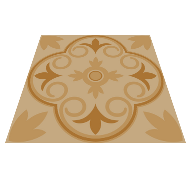 Vinyl tapijt keuken beige vintage bloemenpatroon - TenStickers