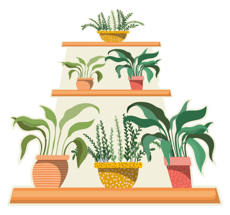 Vinyl tapijt keuken watercolo planten set rek - TenStickers