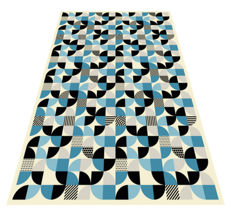 Vinyl tapijt keuken retro blauw bauhaus patroon - TenStickers