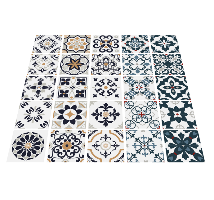 Vinyl tapijt keuken met vintage tegelstickers - TenStickers