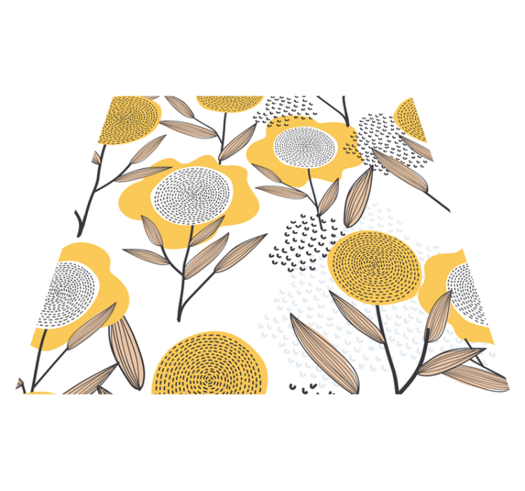 Vinyl tapijt keuken geel abstract bloemenpatroon - TenStickers