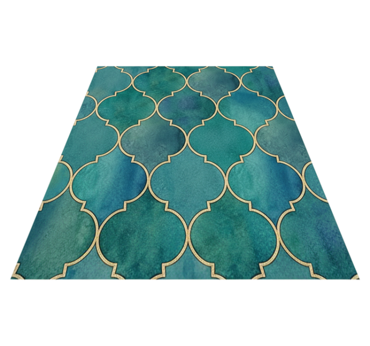 Vinyl tapijt keuken jadegroen met gouden accenten - TenStickers