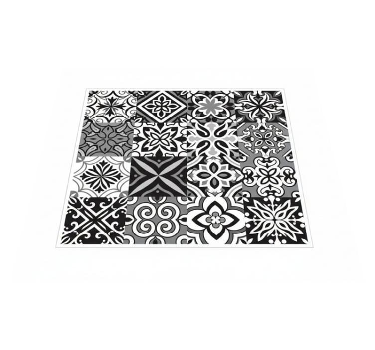 Vinyl tapijt keuken sterke zwarte geometrie contrast - TenStickers