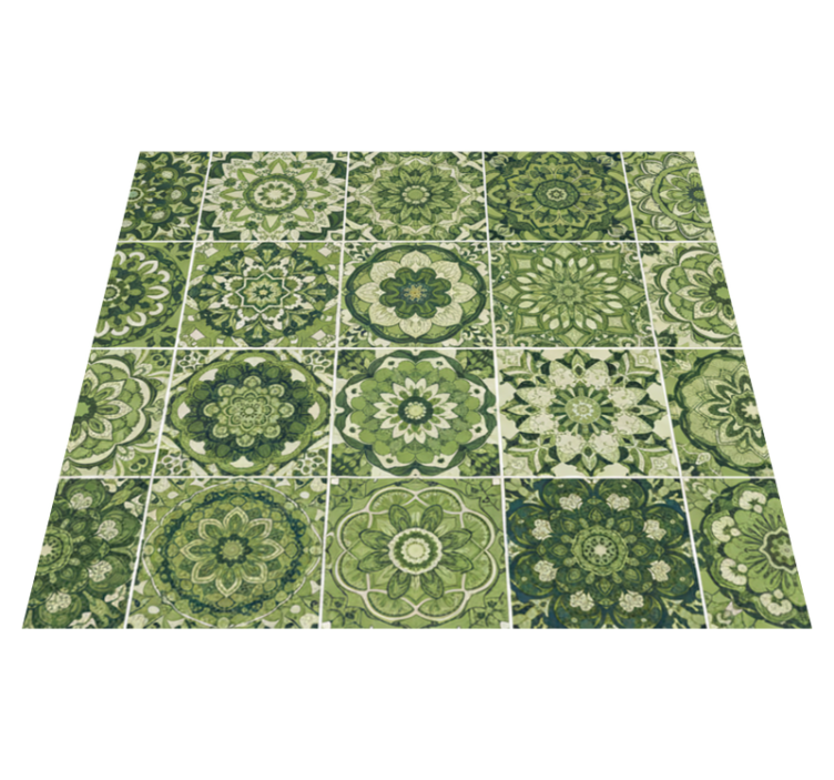 Vinyl tapijt keuken mosgroen caleidoscoop effect - TenStickers