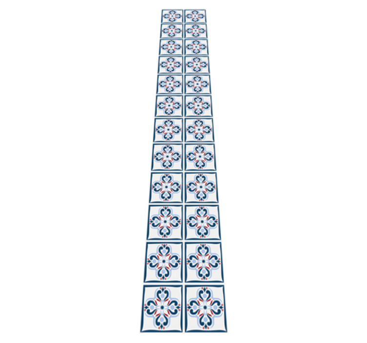 Vinyl tapijt keuken blauw en rood portugese tegel - TenStickers