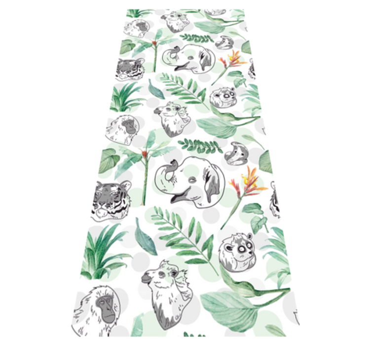 Vinyl tapijt slaapkamer aquarel tropische dieren en planten - TenStickers