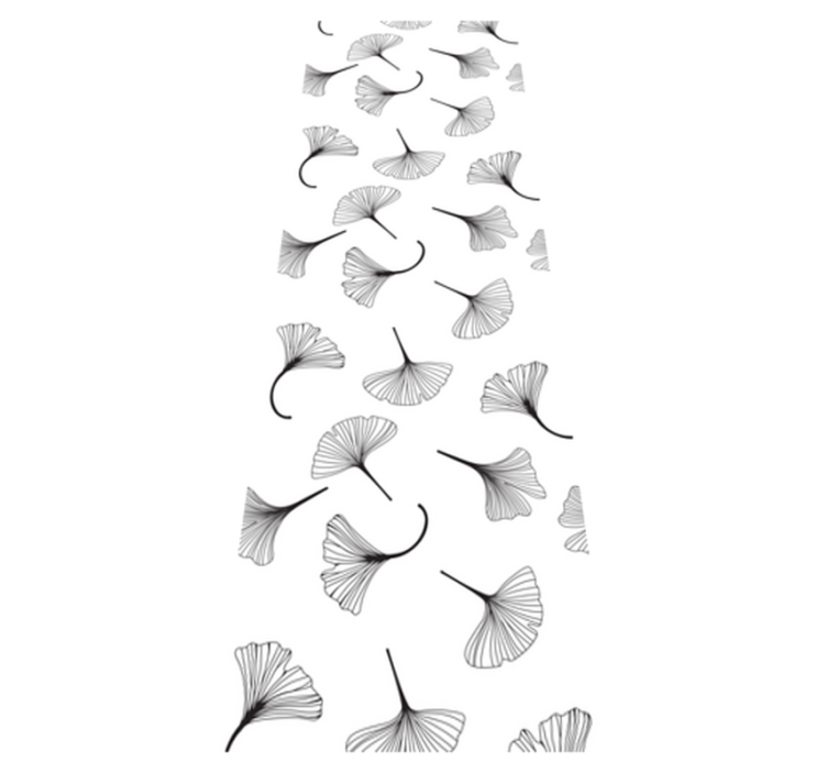 Vinyl tapijt kantoor ginkgo bladeren zwart patroon - TenStickers
