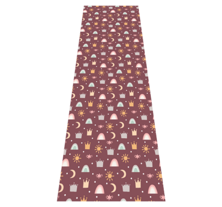 Vinyl tapijt slaapkamer met kroon sterren en regenbogen - TenStickers