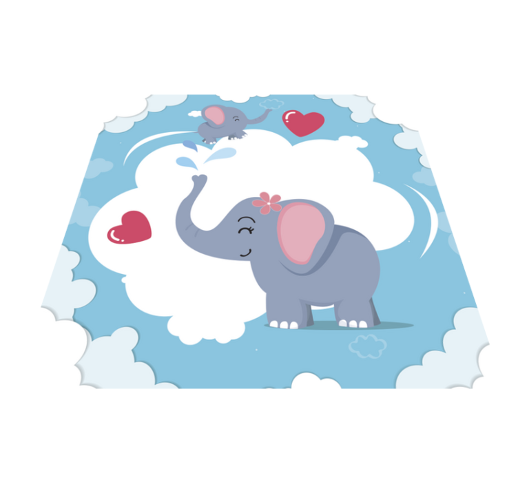 Schattige Olifant Wolkenlucht Vinyl vloerbedekking baby - TenStickers