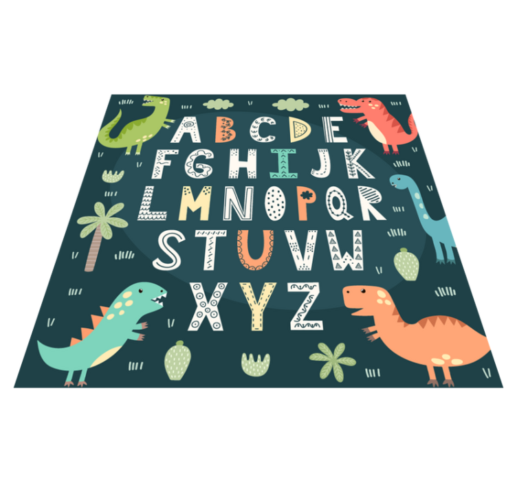 Alfabet met dinosaurus illustraties vinyl vloerkleed - TenStickers