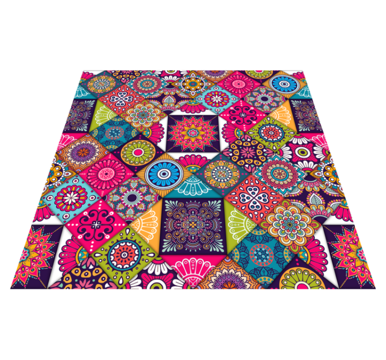 Vinyl tapijt mandala tegel patchwork - TenStickers
