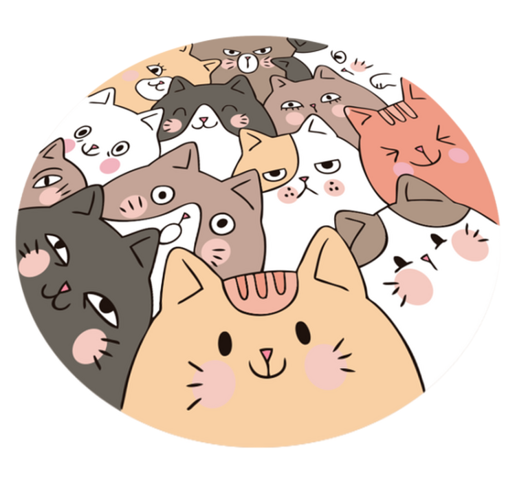 Cartoon kattengezichten dieren vinyl tapijt - TenStickers