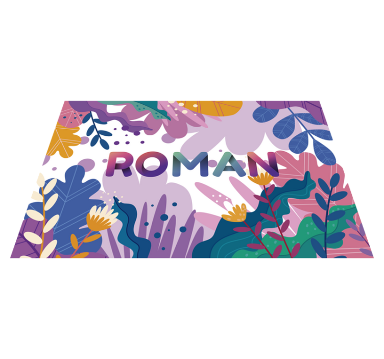 Gepersonaliseerde botanisch vinyl tapijt met naam - TenStickers